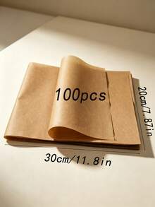 100pcs Original Color Kraft Paper Baking Parchment, Non-Stick Oil-Resistant Heat-Resistant Liner, Suitable For Air Fryer, Oven Cookies, Fried Snacks, Sandwich Wrapping, Kitchen Supplies, Autumn Halloween Christmas Decoration, Back To School Season Kitchen Essentials [50/1pc] - Multicolor - View 12