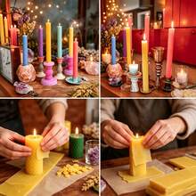 Set 12 Lembar Lilin Lebah Berwarna-warni, 12 Warna Bahan Pembuatan Lilin DIY Buatan Tangan, Bahan Baku Lilin Aromaterapi Buatan Sendiri - Tablet lilin lebah 12 warna - View 6