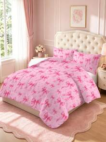 3pcs Pink Bow Girl Heart Star Pattern Bedding Set Quilt And Pillowcase 3 Pieces Set - Soft, Comfortable And Breathable Bedding, 200g Filling Quilted, Includes 1 Quilt And 2 Pillowcases (Pillow Inserts Not Included) - Perfect Choice For Home Or Dorm - Multicolor - View 14