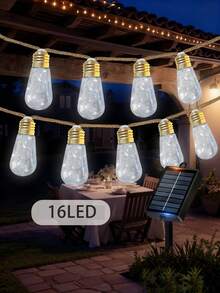 16 LED Solar Powered Rope Papaya String Lights, Garden Decoration Fairy Lights, IP44 Waterproof, 8 Lighting Modes, Suitable For Garden, Patio, Pergola, Yard, Porch, Gazebo, Backyard, Christmas, Halloween And Holiday Decoration - Hemp Rope Papaya - View 13