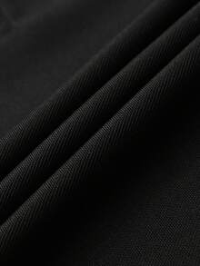Manfinity Homme Men Black Long Sleeve Polo Shirt, Thin White Contrast Piping Lapel Collar, Button Placket Casual Golf & Commute Wear - Black - View 8