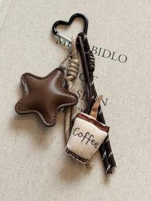 Fashionable Unique Coffee Star Knot Bag Charm/Pendant Keychain, Portable Lightweight Durable, Suitable For Home, Outdoor And Daily Use, Summer Style - View 4