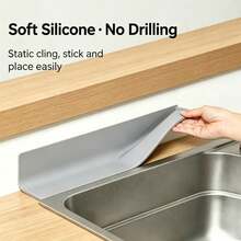 1/3pcs Silicone Kitchen Sink Splash Guard Mat, Electrostatic Self-Adhesive, Oil-Resistant & Stain-Resistant, Narrow Edge Extended Drainage Mat, Countertop Organizer Mat, Bar Anti-Slip Mat, Dishwasher Compatible - Multicolor - View 3