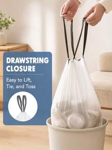 5/1 Roll Standard Kitchen/Bathroom Trash Bags And Drawstring Storage Bags; Plastic Material; Multi-Purpose Disposable Bags, Suitable For Home, Kitchen, Office, School, Outdoor And Bathroom Use; Perfect As Christmas Gifts And School Supplies - Multicolor - View 4