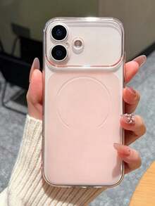 1pc Ultra-Thin Matte Transparent Pink Magnetic Full Coverage Phone Case, Compatible With IPhone17 17 Pro Max, 17 Pro, 17, 16promax, 16, 15, 14 Plus, 13 Pro Max, Compatible With Wireless Charging, Soft Touch Transparent Back Cover, Fashionable Minimalist New Phone Case, Suitable As Holiday Birthday Gift For Family And Friends - Pink - View 19