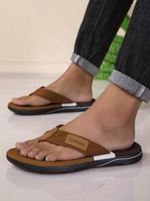 2026 Premium Men's New Style Summer Outdoor Wear Flip Flop Sandals Beach Slippers - Brown - View 4