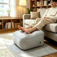 Household Inflatable Footrest, Portable Leg Support Pillow, Economy Class Footrest, Suitable For Home Office Desk, Outdoor And Car Use - Grey - Light Grey - View 9