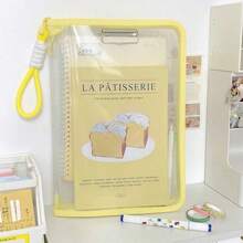 1pc Transparent Document Bag, Large Capacity Portable, Handheld Document Storage Bag, Suitable For Document Storage, Stationery Storage, Desk, School, Office, University, Gift For Students, Office Workers, Teachers, Christmas Gift - Multicolor - View 6