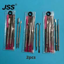 JSS. 2Pcs Russian‑Style Cuticle Pusher Set, Stainless Steel Manicure Nail Tool - Silver - View 3