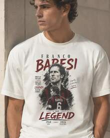 Franco Baresi Tribute Graphic Tee, Vintage Soccer Legend Shirt - 白色 - 查看 1