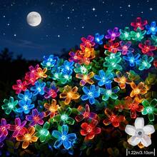 Solar Powered Cherry Blossom String Lights, Multiple Lighting Modes, Perfect For Decorating Garden Patio, Deck Fence, Adding Charm To Garden Furniture And Holiday Party Decorations - Colorful Cherry Blossom Lights - View 9