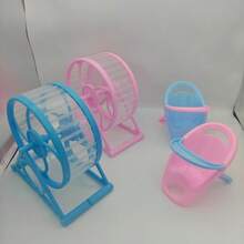 2pcs Value Set (Random Color), Silent Smooth Hamster Wheel With Stand And Elevated Hamster Feeding Platform, Made Of PP Plastic, Suitable For Hamsters, Jerboas And Mice And Other Small Pets To Play - Multicolor - View 8