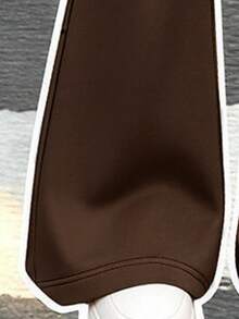 Teen GirlCasual Versatile Cherry Print Crew Neck Sweatshirt And Flare Leggings 2-Piece Set, Autumn/Winter Outfit, Homecoming Wear - Brown - View 7