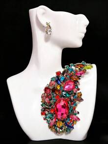 1pc Rhinestone Flower Brooch, Fashion Exaggerated Luxury Crystal Brooch Pin Accessory For Women - Color - View 4