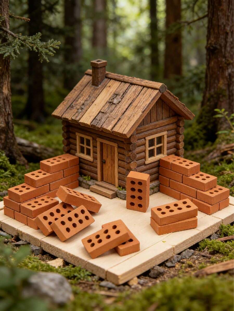 20/10/1pc Mini Landscape Brick, Mini Landscape Gardening Red Brick, Mini Red Brick Model, Small Gardening DIY Model Accessory, Suitable For Building Mini Wall Brick Bonsai Scene, Gardening, Landscape Design, Simulation Model - Multicolor - View 1