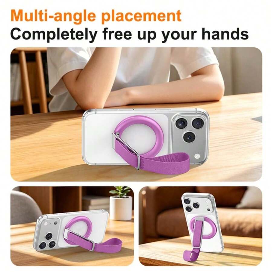 Autumn New Phone Ring Holder Stand, Magnetic Foldable Phone Stand With Carrying Strap, Suitable For Tablet, Phone And E-Reader - Multicolor - View 1