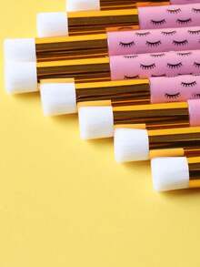 Pink Eyelash Mousse Cleaning Brush 5pcs/Pack, Solid Color Eyelash & Nose Mousse Pore Cleaning Brush For Facial Cleansing - Pink - View 5