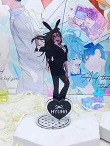 6pcs/1pc Cute Rabbit Boy Girl Acrylic Standee Set, Anime Style Character Display Figure, Gothic Cute Desktop Decoration, Girl Collection Gift - A - View 4