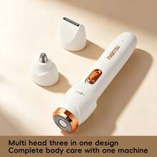 3-In-1 Ladies Electric Shaver Set, Painless Face Body Underarm Hair Removal & Nose Hair Trimmer, Type-C Rechargeable - View 10