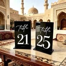5pcs/10pcs Black Acrylic Wedding Table Number Signs 10*15cm Modern Calligraphy Printed Self-Standing Table Cards Reusable Easy To Install Personalized Industrial Style Suitable For Wedding Birthday Party Restaurant Commercial Graduation Ceremony Wedding Favors Table Centerpiece Home Decor - Black - View 4
