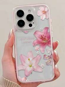 1件裝粉色花朵珍珠彩繪品牌圖案高級透明2合1粉色軟邊全包防摔TPU時尚手機殼，適用 11 12 13 14 15 16 17 Pro Max A56/55/54/53/52/51 S25/24/23/22/21 Ultra系列防震保護殼 - 彩色 - 查看 2