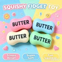 1pc Butter Block Shaped Squishy Toy, Super Soft Soap-Shaped Stress Relief Squeeze Toy, Suitable For Children And Adults, Cute Sensory Stress Relief Toy, Party Birthday Gift - Multicolor - View 3