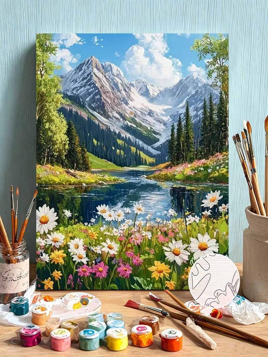 1pc Professional Art Use Adult Beginner Digital Oil Painting Set, Forest Landscape Oil Painting, DIY Handmade Painting Craft, Suitable For Home Wall Decoration - A - View 1