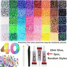 40pcs Jelly Resin Rhinestone Set, Shiny Decorative Rhinestones DIY Craft Materials, Multi-Color Resin Set, Suitable For Hats, Water Cup Rhinestone Decoration, Jewelry Making, Holiday And Daily Party Decoration - 3mm - View 7