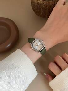 1件女款橢圓羅馬數字休閒優雅石英腕錶，適合日常配戴 - 綠色 - 查看 7