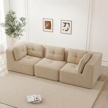 3 Seat Beige Modular Sofa - Corduroy Comfort Sofa - 米色 3 人座 - 查看 2