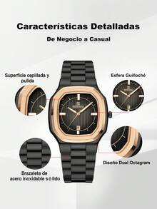 REWARD Men's Quartz Watch, Business Fashion Style, Date Display, Luminous Hands, Multi-Function, High-Quality Gift, Classic Design, Stainless Steel Band - Black - View 7