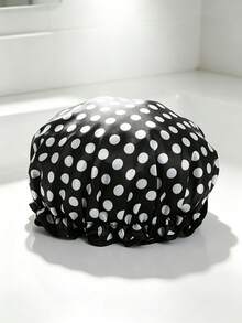 Double Layer Waterproof Shower Cap, Reusable Satin Shower Cap With PEVA Lining, College Essentials, Autumn Daily Hair Care, Halloween Decoration Cute Accessory, Christmas Decoration, Bath Spa Makeup Cooking Use - Multiple Styles - View 7