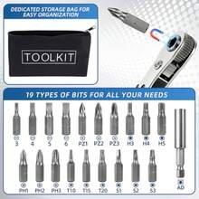 22-In-1 Right Angle Screwdriver Set, 36-Tooth Mini Ratchet Screwdriver, 90-Degree Offset Design, Suitable For Tight Spaces, Multi-Head Screwdriver, Compact And Portable, Perfect For DIY/Repair, Men's Gift! - Black - View 4