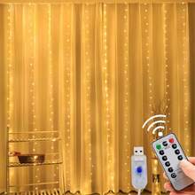 LED Curtain String Lights Fairy Lights Christmas Decoration USB Remote Control Wedding Party Holiday Decor Suitable For Home Bedroom - USB Curtain Lights - View 13