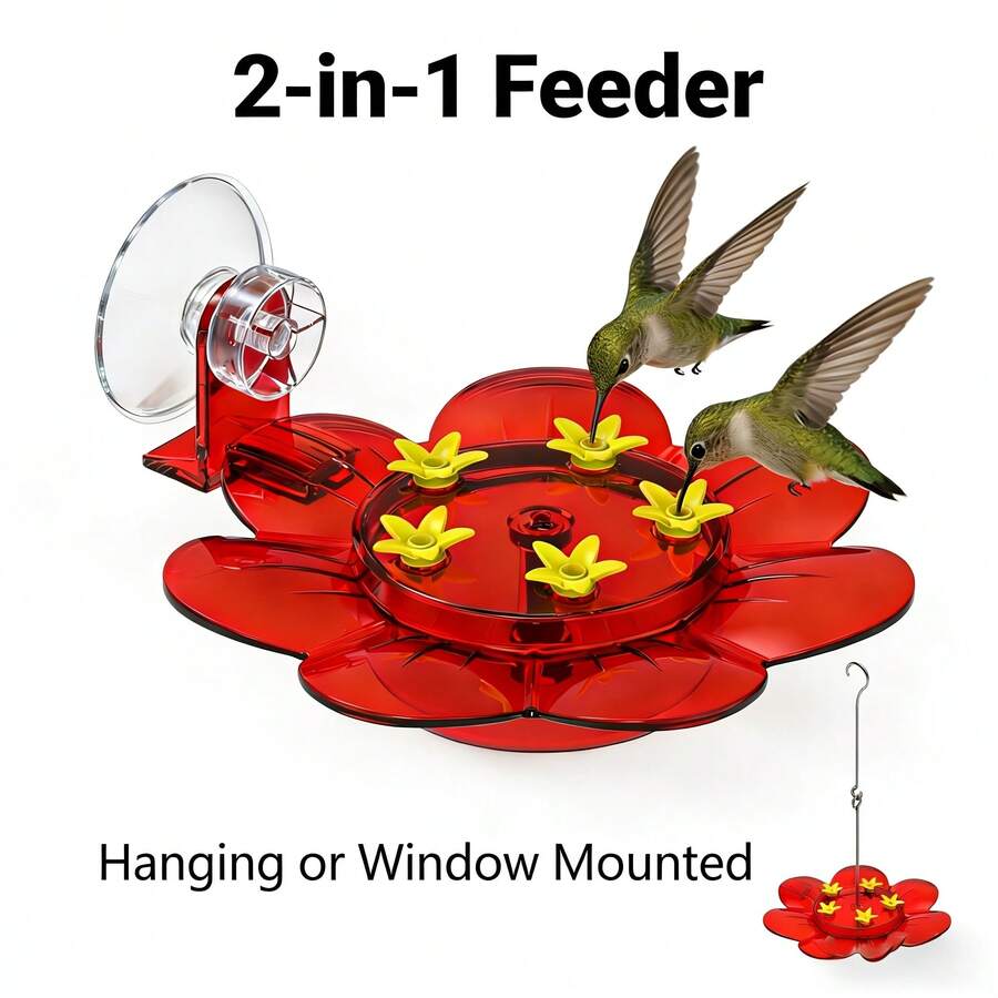 Mini Hummingbird Feeder 80ml, 2-In-1 Window Suction Cup And Hanging Bird Feeder, Outdoor Garden Bird Watching Accessory, Suitable For Patio And Balcony - Multicolor - View 1