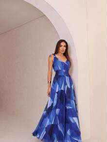 Women's Fitted Tulle Jumpsuit - 霧霾藍 - 查看 2
