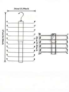 10-Tier Foldable Metal Clothes Rack, Space-Saving, Suitable For Wardrobe, Closet, Bedroom, No-Trace Scarf And Pants Hanger, 360-Degree Rotating Hanger, Multi-Layer Space-Saving Hanger, T-Shirt Drying Rack, Wardrobe Storage Box, Bedroom Dormitory Accessories - Silver - View 11