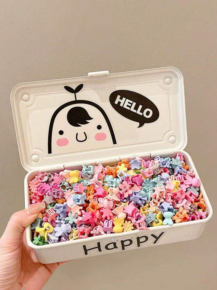 100pcs Children's Colorful Star & Flower Hair Clips, New Style Side Bangs & Small Hair Accessories Hairpins, Daily Use, OPP Bag Packed - Multicolor - View 1