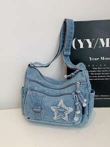 Women's Fashionable Shoulder Bag With Star Embroidery - Multicolor - View 10