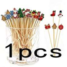 1/20/50/100/200/400pcs/Multiple Christmas Theme Decorative Picks, Including Small House, Snowman, Gift, Sock, Snowflake And Other Fun Shapes, Suitable For Cake, Dessert, Fruit Platter, Cocktail Garnish Decoration, Christmas Party Gathering Dessert Table Decoration, Enhancing Holiday Atmosphere, Enriching Tabletop Festive Decoration Matching. - Multicolor - View 12