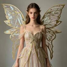 Adult Fairy Costume, Featuring Colorful Butterfly Wings And Magic Wand, Suitable For Halloween Role-Play, Themed Parties And Stage Performances - Multicolor - View 6