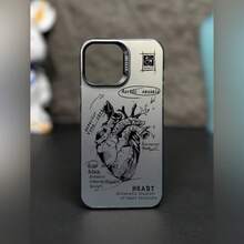 Apple Phone Case Laser Sketch Heart - 透黑 - 查看 4