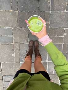1pc Solid Color Knitted Button-Up Cardigan, Office & Campus Style, Autumn/Winter, Avocado Green Fall - Fruit Green - View 3