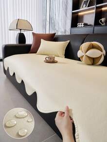 1pc Waterproof Oil-Proof Faux Leather Sofa Cushion Cover, Scalloped Wave Edge Non-Slip Dotted Back Couch Pad, Wipeable Washable Modern Sofa Protector For Living Room, Multi Colors Available - Multicolor - View 11
