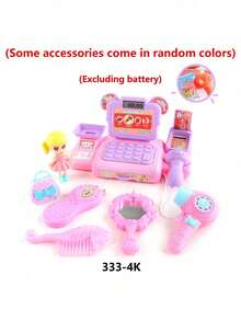 1 Set Juguete de Caja Registradora de Supermercado de Juego de Roles para Niños, Modelo de Tienda de Conveniencia de Cajero, Juguete Interactivo Padres-Hijos, Funciona con 2 Pilas AA (Pilas no incluidas, Algunos Accesorios de Color Aleatorio), Adecuado para Niños y Niñas - 333-4K - Ver 1