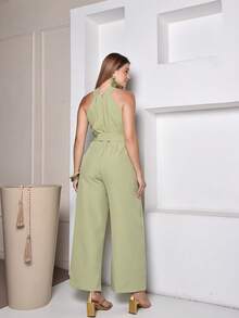 Women Jumpsuits - Olive Green - View 2