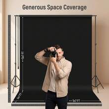 VOJCBKRE Black Backdrop, Polyester Photography Background Cloth, Double-Sided Design, High Density, Foldable Seamless Background Screen, Suitable For Video And Photography Studio, Large Party Backdrop Curtain (Stand And Clips Not Included) - View 4