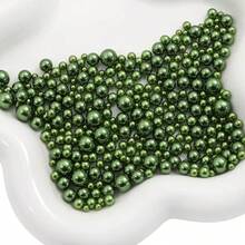1580顆 3-10mm 混色無孔珍珠，DIY裝飾，DIY珠寶製作材料，DIY手工藝，可用於花瓶填充、珠寶製作、婚禮、儀式、漂浮蠟燭中心裝飾、生日派對、居家裝飾 - 軍綠色 - 查看 3