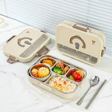 304 Stainless Steel Lunch Box, Bento Box Adult, Leakproof Japanese Bento Box With Utensils And Soup Bowl, Microwaveable Metal Lunch Box, Stainless Steel Containers With Lids, For School Student - Multicolor - View 3