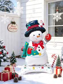 1pc Christmas Snowman Foil Balloon, Large Standing Christmas Winter Holiday Party Decoration, New Year Celebration Foil Balloon, Photo Backdrop Prop, Indoor Outdoor Home Window Christmas Decor - Snowman - View 7